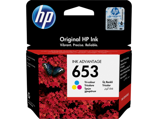HP Ink Cartridge 3YM74AE, 653, Tri-Colour