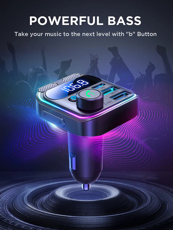 JOYROOM JR-CCB01 48W Dual-Mic Car Wireless FM Transmitter-Black