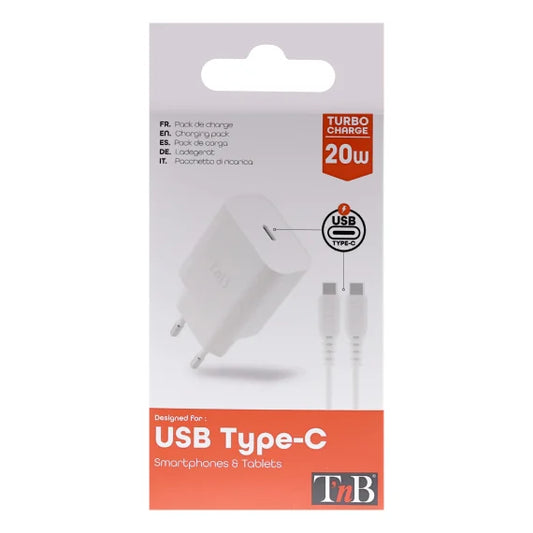 TNB 1 USB-C Power Delivery 20W wall charger + USB-C Power Delivery cable