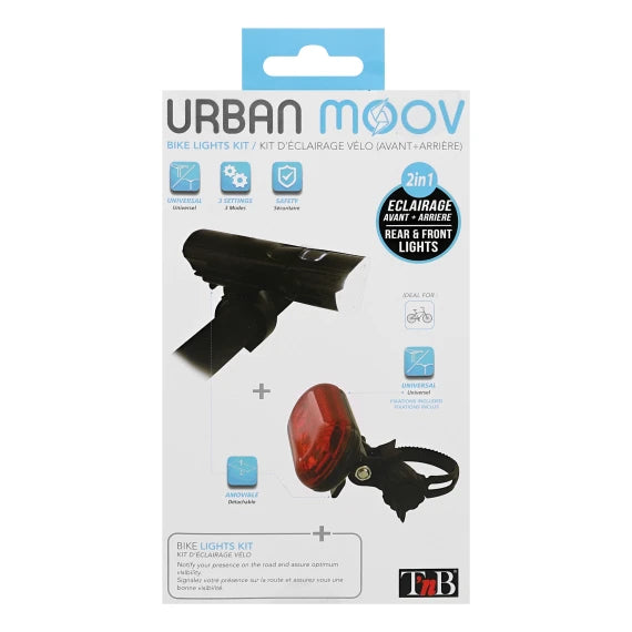 TNB Pack of front and rear LED lights for bike
