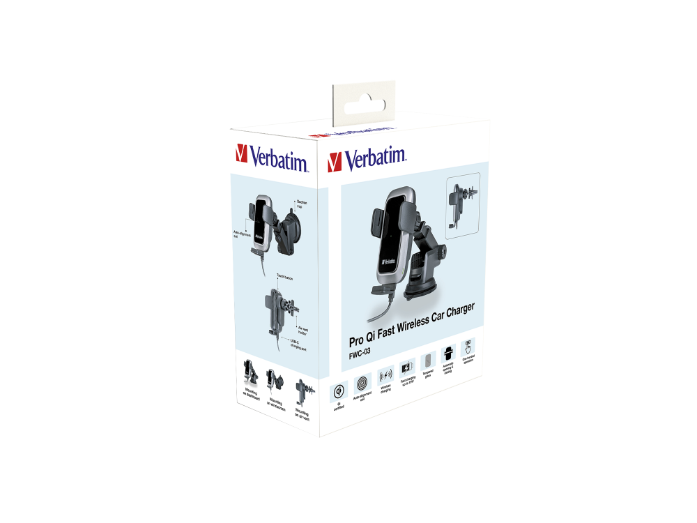 Verbatim Pro Qi Fast Wireless Car Charger FWC-03