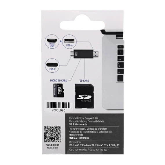 TNB USB TYPE-C 3 IN 1 CARD READER SD & MICRO SD