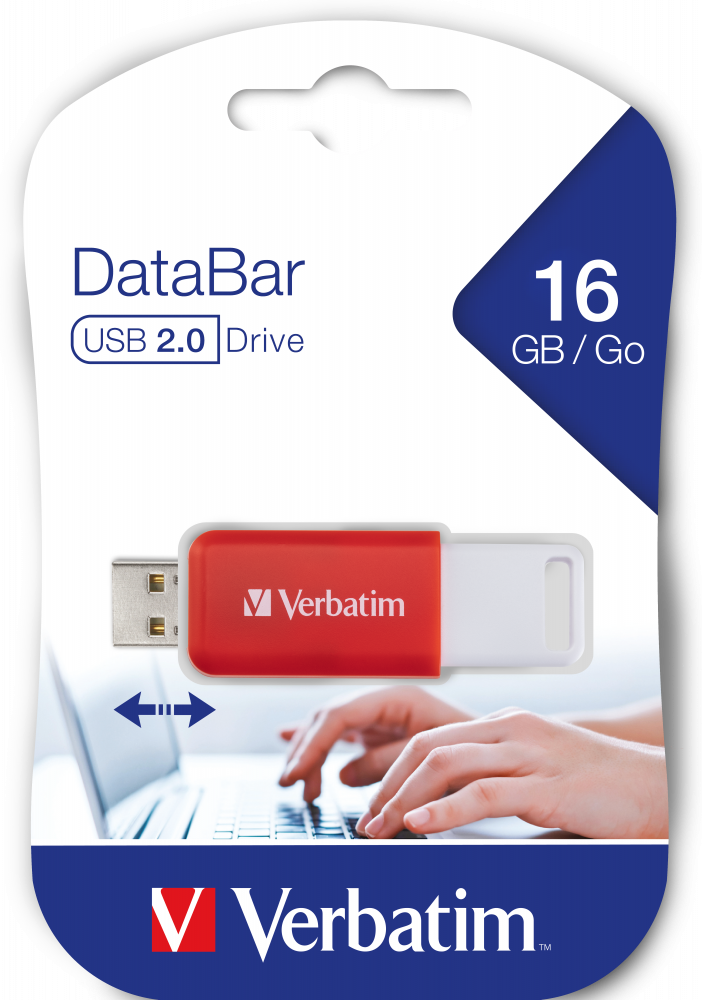 VERBATIM USB 16GB V DATABAR 2.0 ΚΟΚΚΙΝΟ