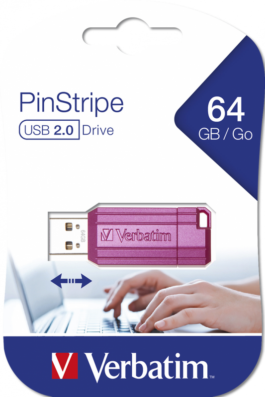 VERBATIM USB 64GB PINK PINSTRIPE