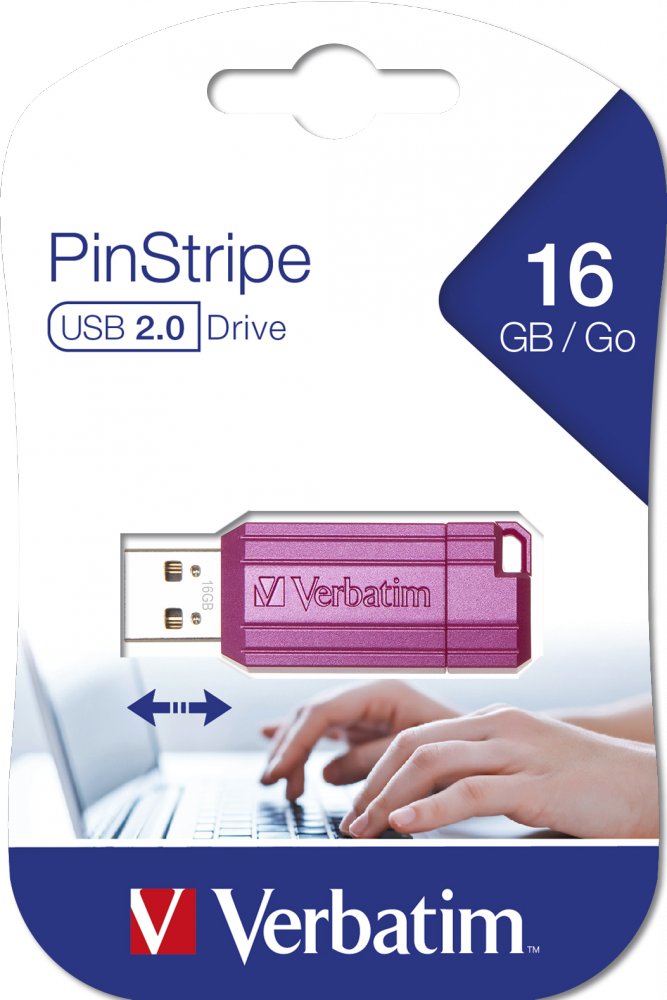 VERBATIM USB 16GB HOT PINK PINSTRIPE