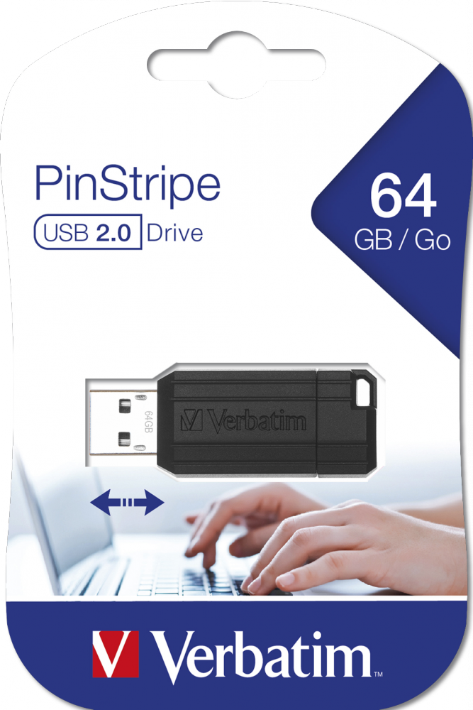 USB 64GB  BLACK PINSTRIPE VERBATIM