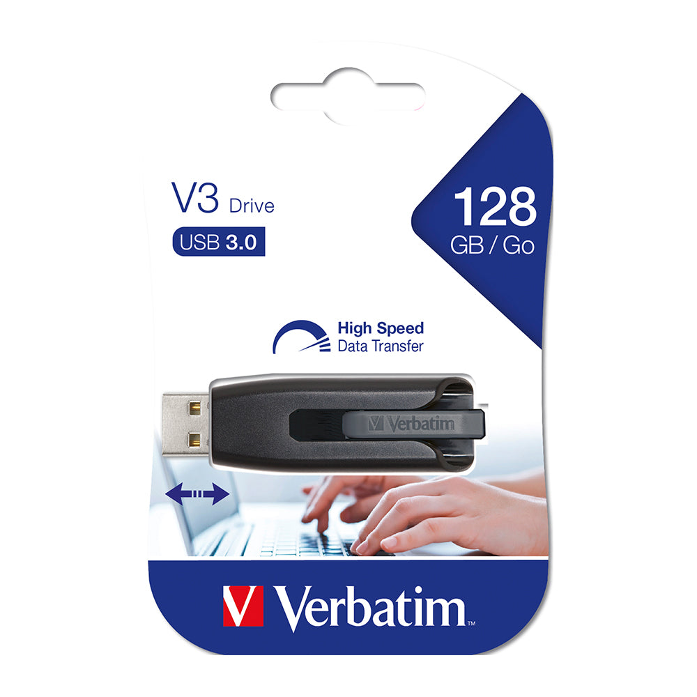 VERBATIM USB 128GB 3.0 V3 ΓΚΡΙ ΝΕΟ ΚΑΤΑΣΤΗΜΑ N GO DRIVE