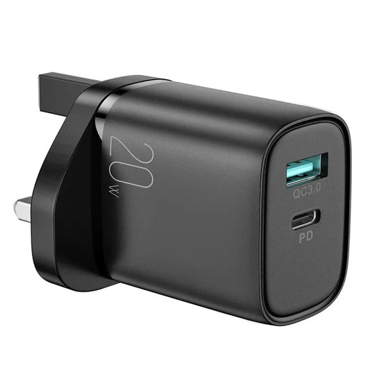 JOYROOM L-QP2011 DUAL-PORT FAST CHARGER 20W UK BLACK
