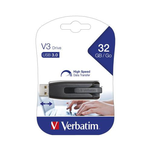 VERBATIM USB 32GB 3.0 V3 ΓΚΡΙ ΝΕΟ ΚΑΤΑΣΤΗΜΑ N GO DRIVE