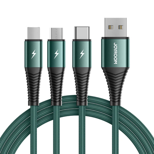 JOYROOM S-1230G4 3-in-1 charging cable lightning+typec+micro 1.2M-Green