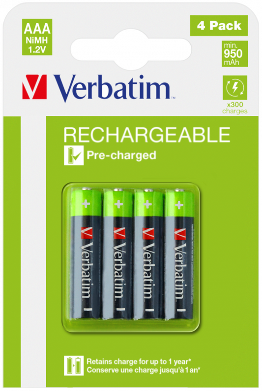Αλκαλικές επαναφορτιζόμενες μπαταρίες Verbatim Premium HR03 AAA (4 PACK)