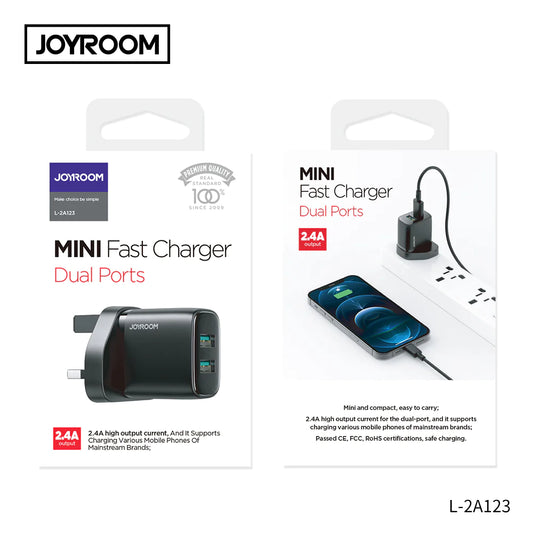 L-2A123 2.4A Dual ports mini fast charger black