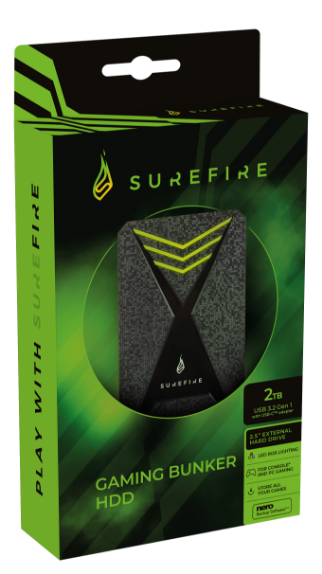 HDD USB 3.0 2TB 2,5''(15mm)GX3 GAMING 3.2GEN BK/GRLINE SUREFIRE