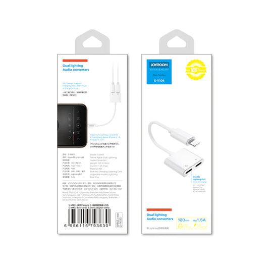JOYROOM S-Y104 Ben Series double lightning adapter-White