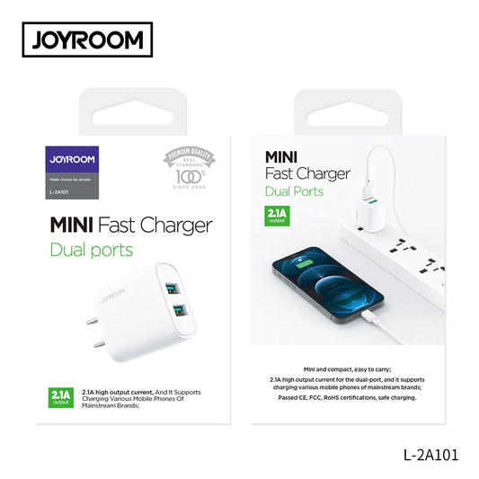 L-2A101 2.1A Dual ports mini fast charger White