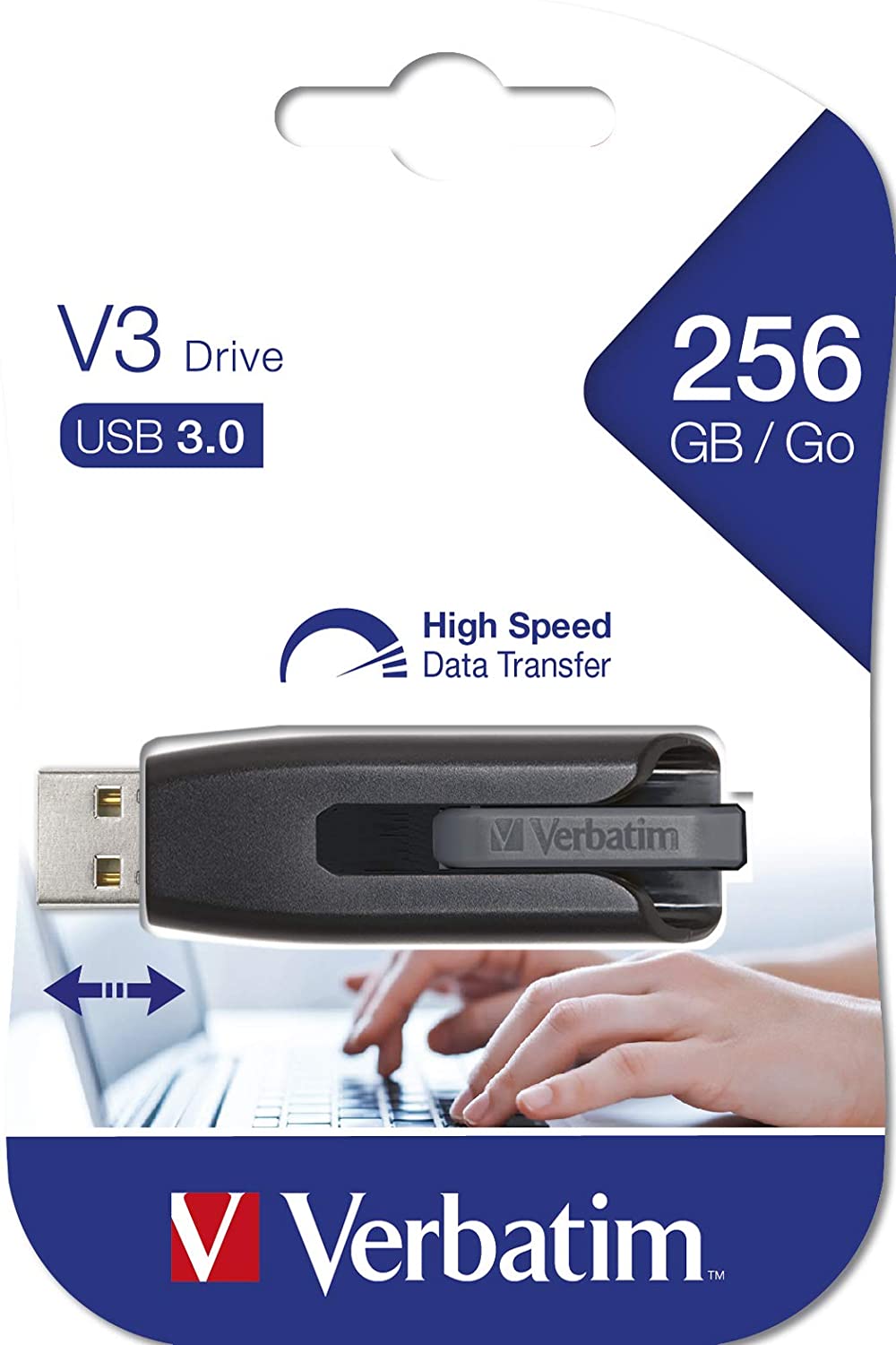 VERBATIM USB 256GB 3.0 V3 ΓΚΡΙ ΝΕΟ ΚΑΤΑΣΤΗΜΑ N GO DRIVE
