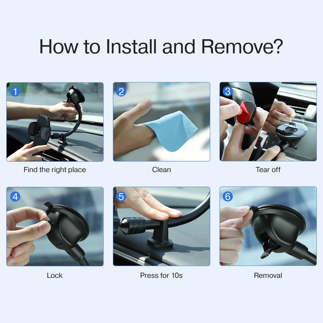 JR-ZS259 Mechanical Car holder(Dashboard)-Black