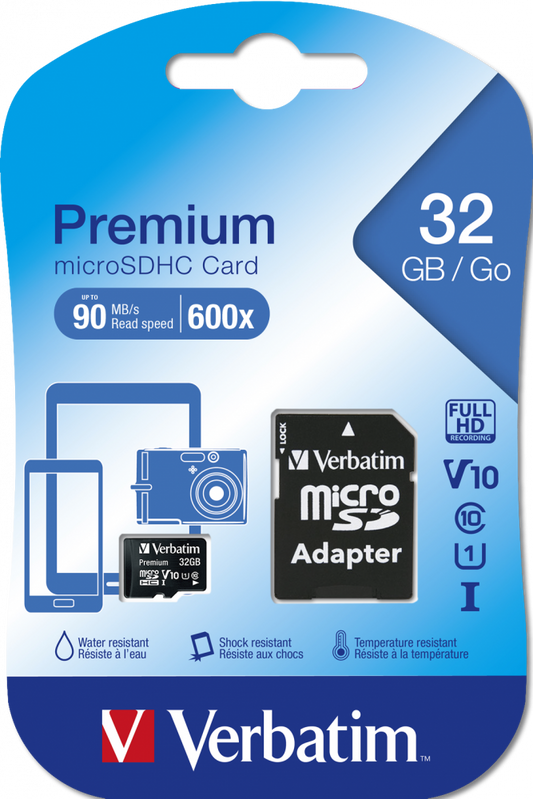 VERBATIM MicroSDHC 32GB CLASS 10 WITH ADAPTOR