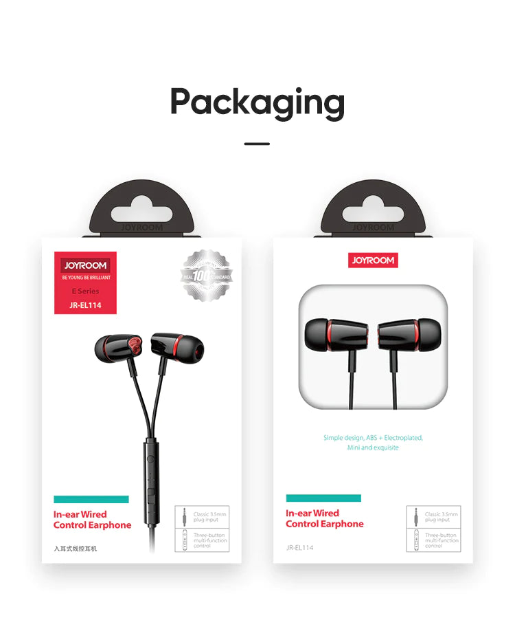 JOYROOM JR-EL114 In-ear Wired Earphone-Black