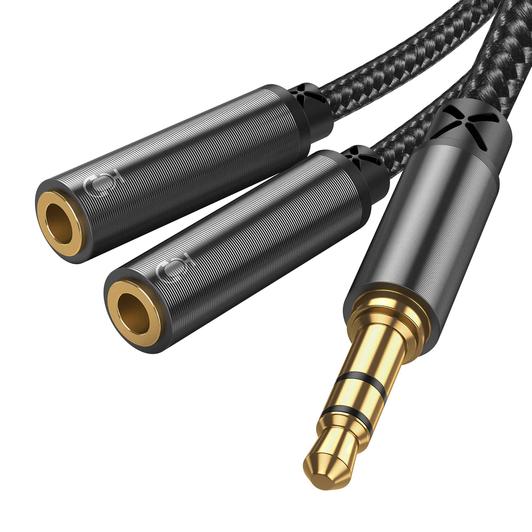 JOYROOM SY-A04 Headphone male to 2-female Y-splitter audio cable 0.2m-black