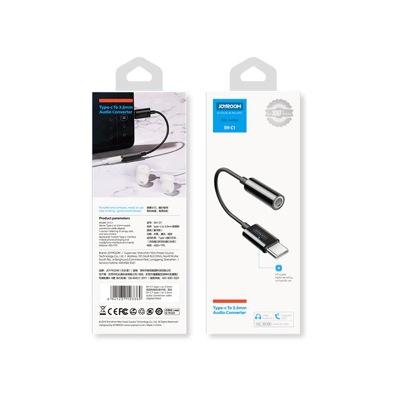 JOYROOM SH-C1 Type-c to 3.5mm audio conversion cable (digital) Black