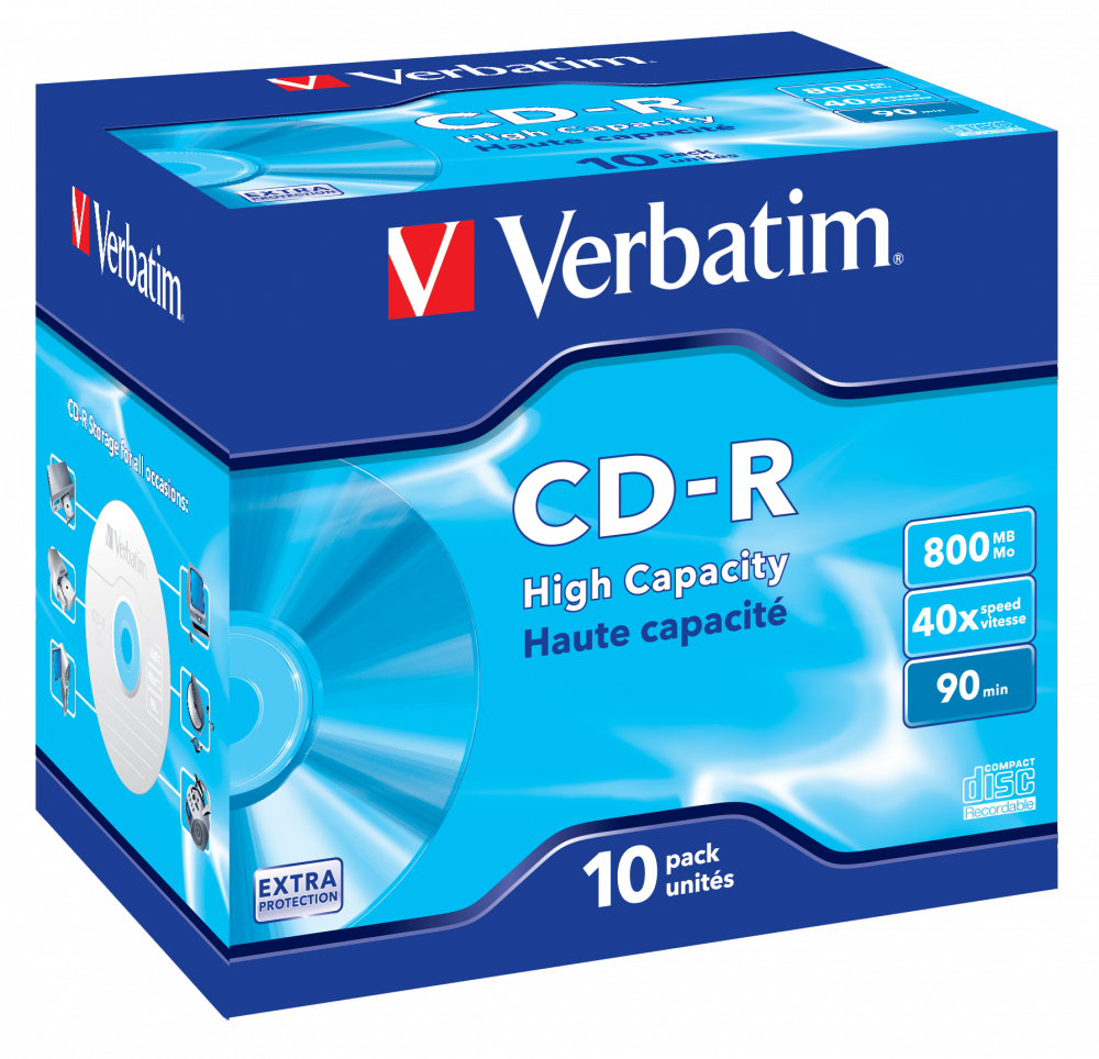 VERBATIM CD-R 52X-JC-10PK-800MB-90-High Capacity