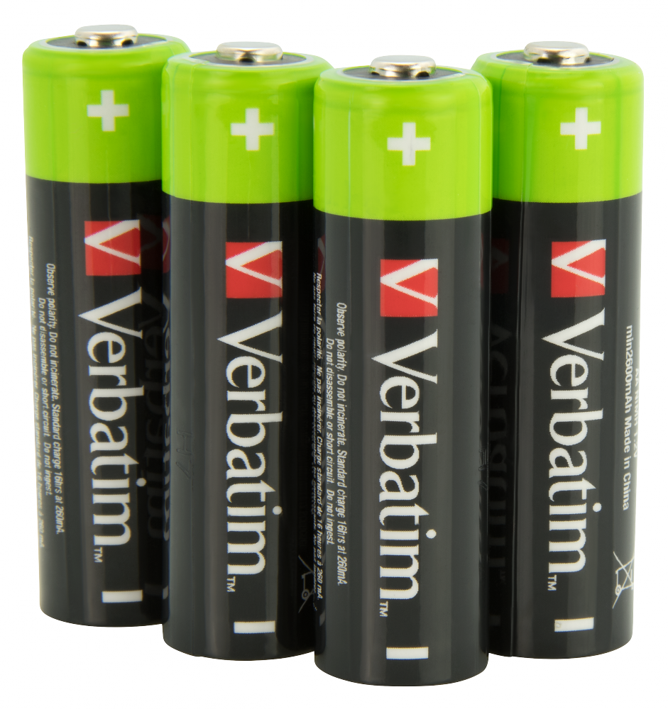 Verbatim Premium Alkaline Rechargeable Batteries HR6 AA (4 PACK)