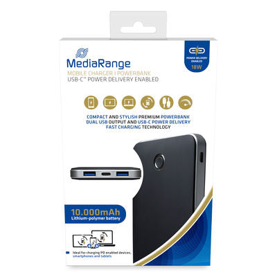 MediaRange Φορτιστής κινητού I Powerbank, 10.000 mAh, με USB-C