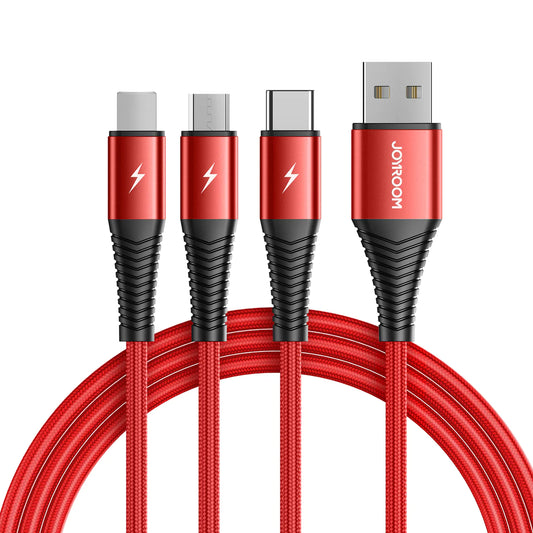 JOYROOM S-1230G4 3-in-1 charging cable lightning+typec+micro 1.2M-Red
