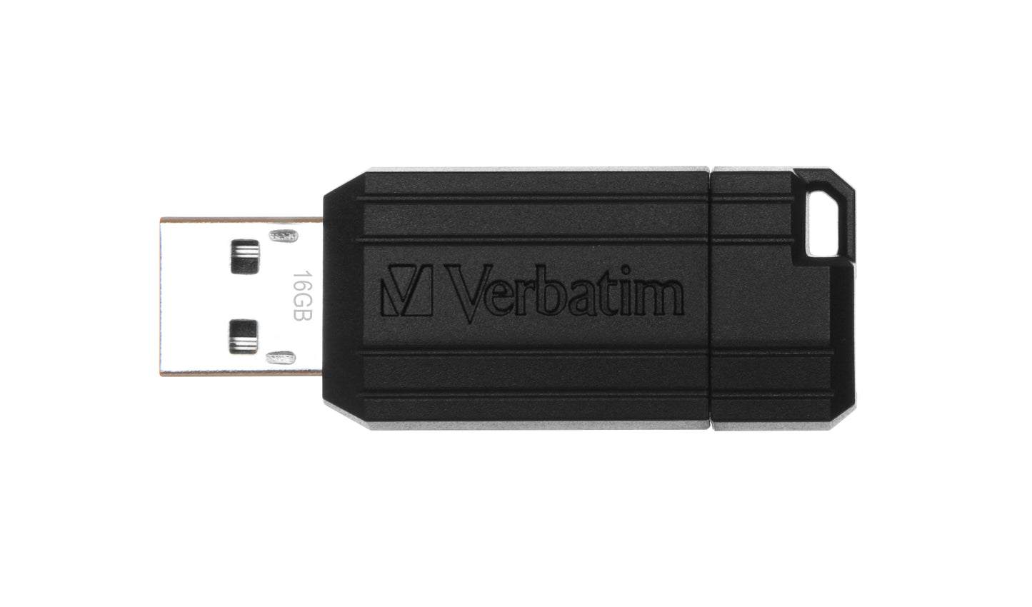USB 16GB  BLACK PINSTRIPE VERBATIM