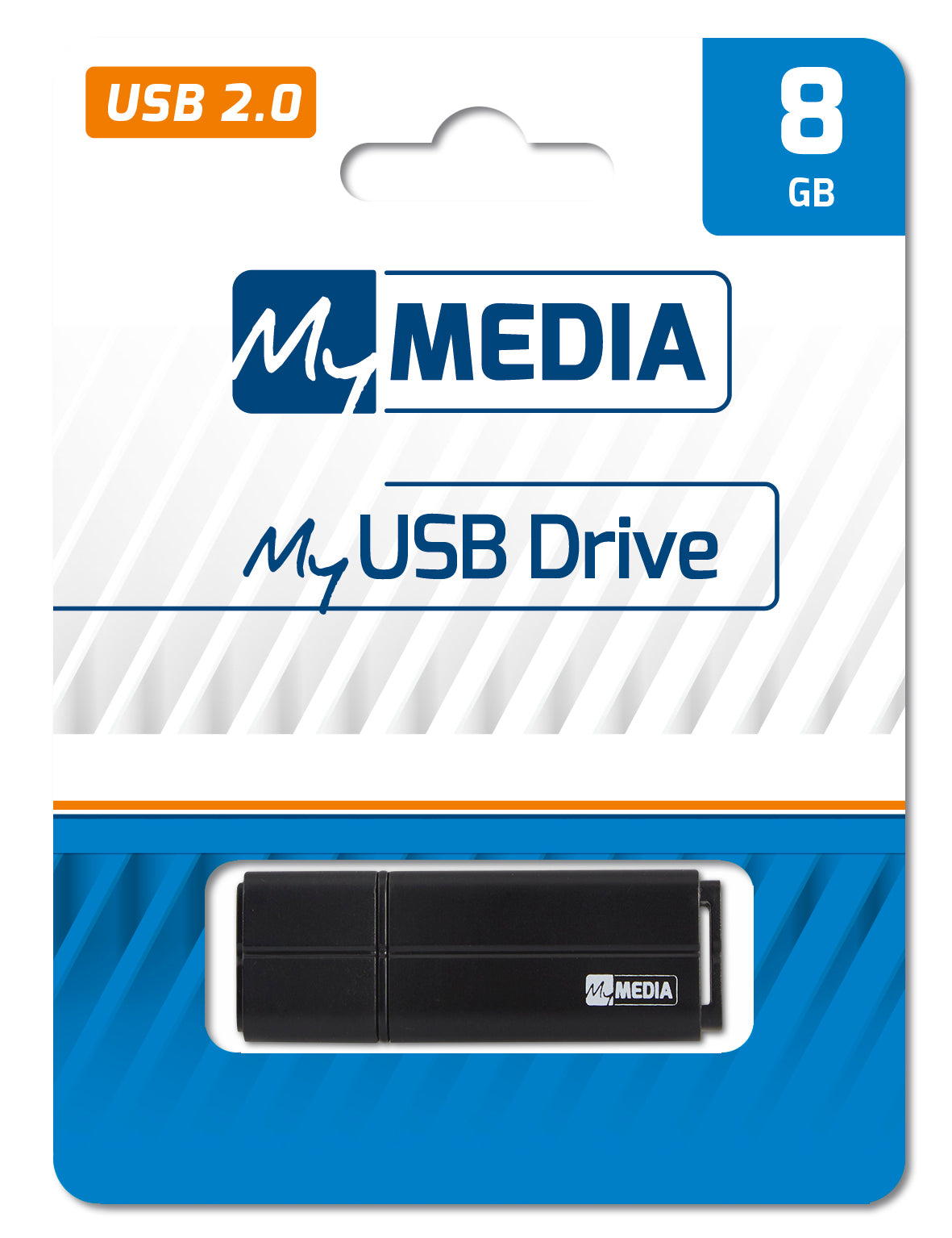 MYMEDIA  USB 8GB  BLACK PINSTRIPE
