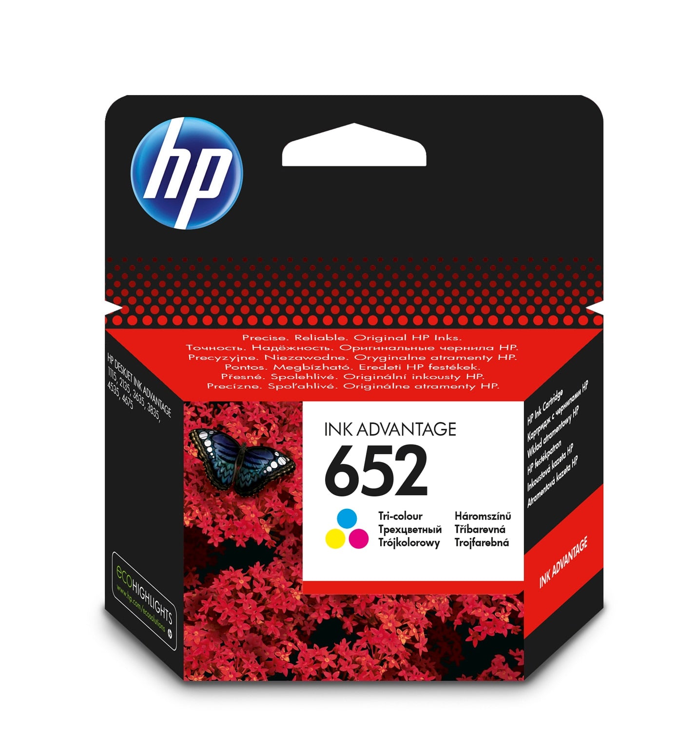 HP Ink Cartridge, F6V24AE, 652, Tri-Colour