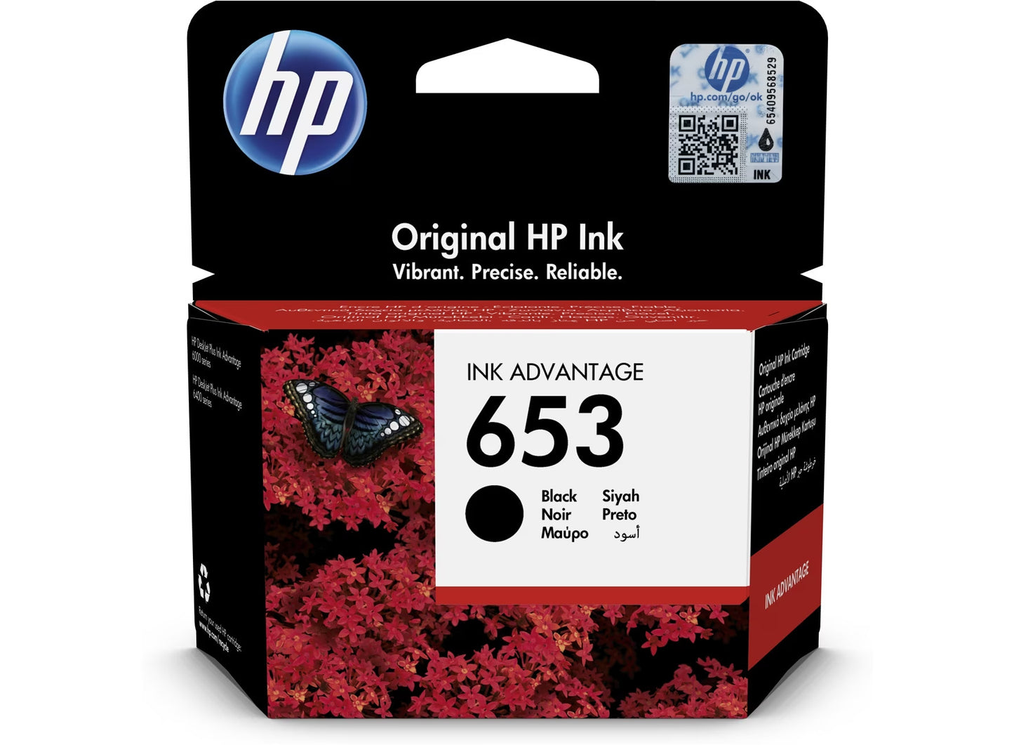 HP Ink Cartridge 3YM75AE, 653, Black