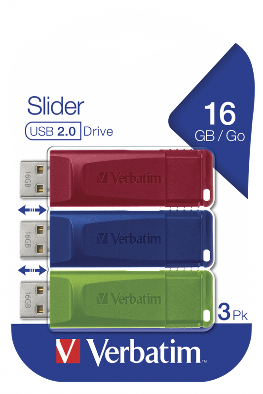 VERBATIM SLIDER USB 2.0 (RED/BLUE/GREEN)