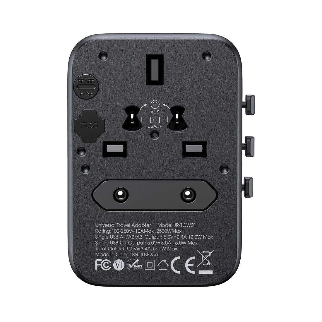 JOYROOM 17W Universal Travel Adapter Black