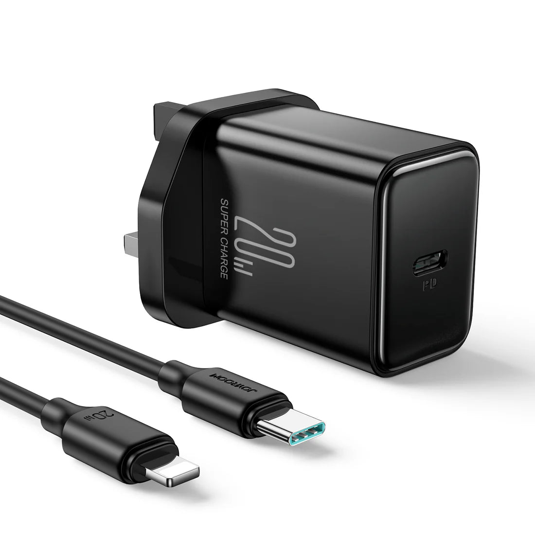 JOYROOM JR-TCF06 Flash Series PD 20W Single-Port Charger-Black (UK)+C -CABLE