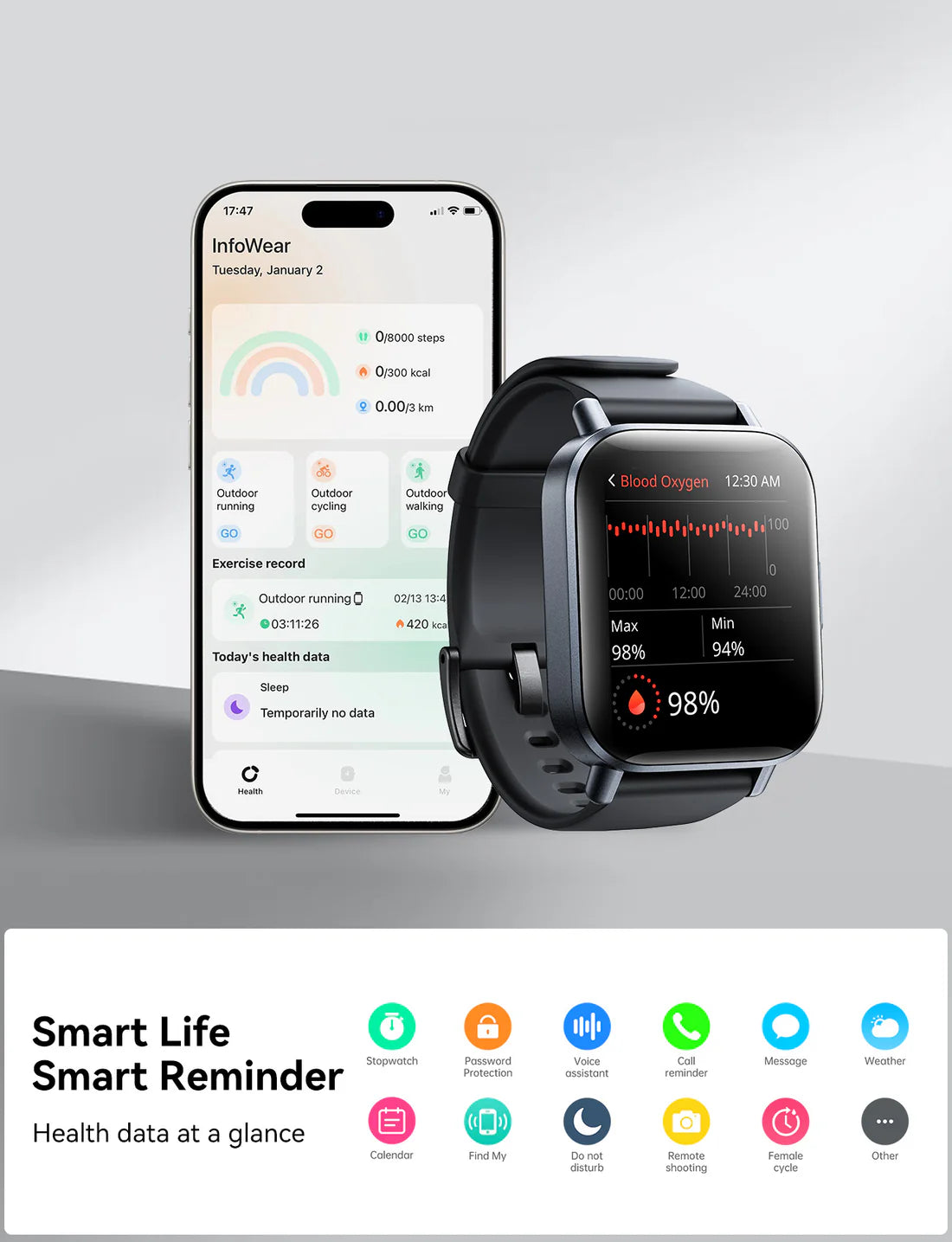 JOYROOM FIT-LIFE SERIES SMART WATCH JRFT3S SPACE GREY