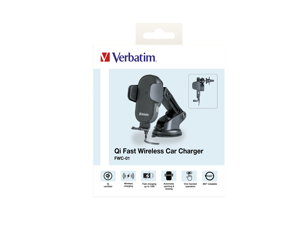 Verbatim Qi Fast Wireless Car Charger FWC-01