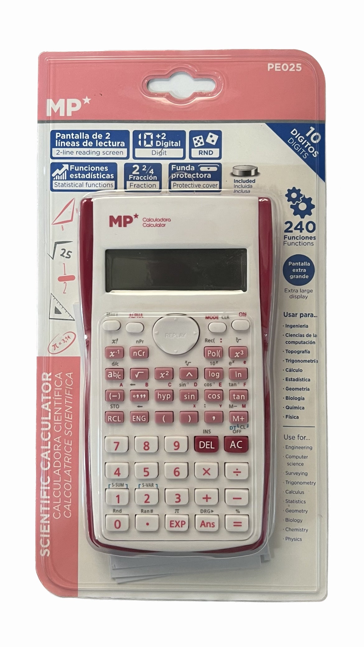 MP - Scientific Calculator with 204 Functions - PINK