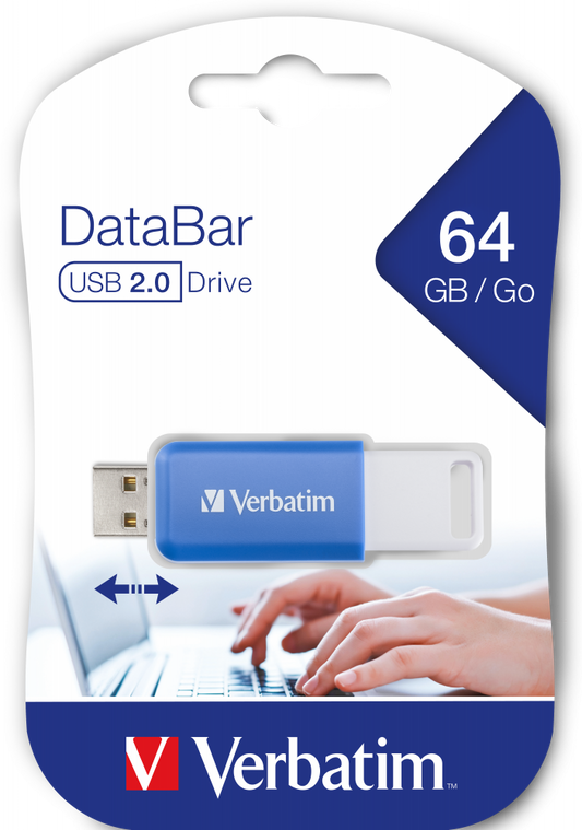 VERBATIM USB 64GB V DATABAR 2.0 BLUE