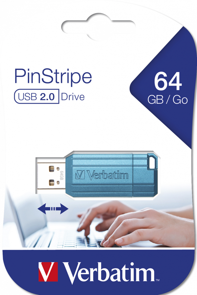 VERBATIM USB 64GB CARIBBEAN BLUE PINSTRIPE