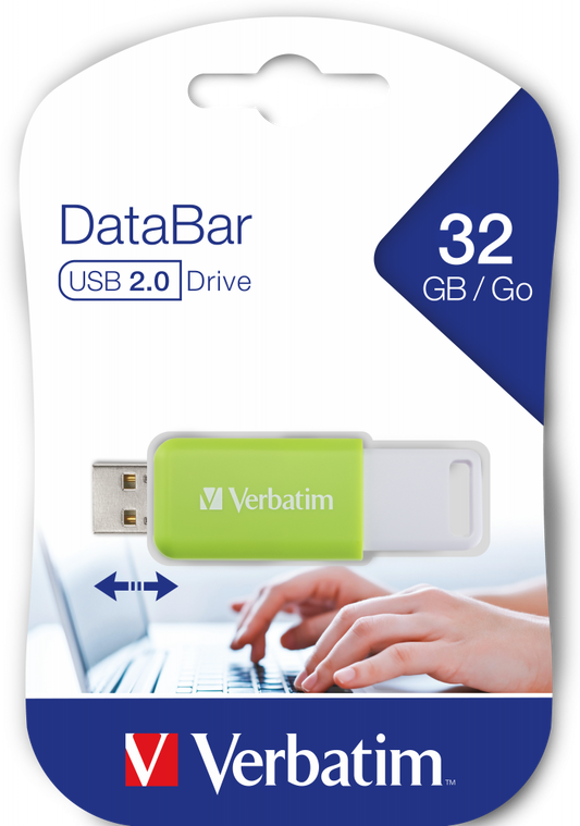 USB 32GB V DATABAR 2.0 GREEN VERBATIM
