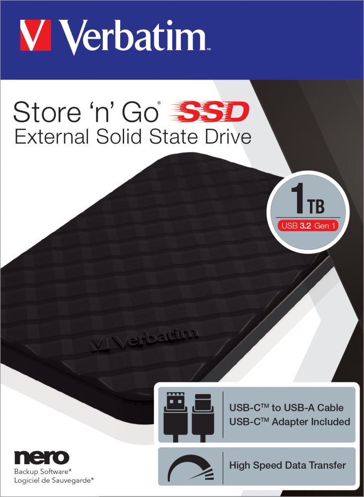 VERBATIM SSD EXTERNAL USB 3.2 GEN1 1TB USB-C TYPE 6,35CM (2,5'')HIGH SP