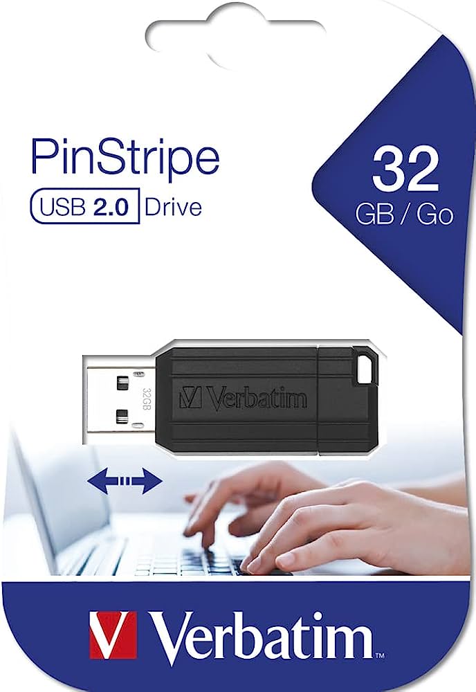 USB 32GB  BLACK PINSTRIPE VERBATIM