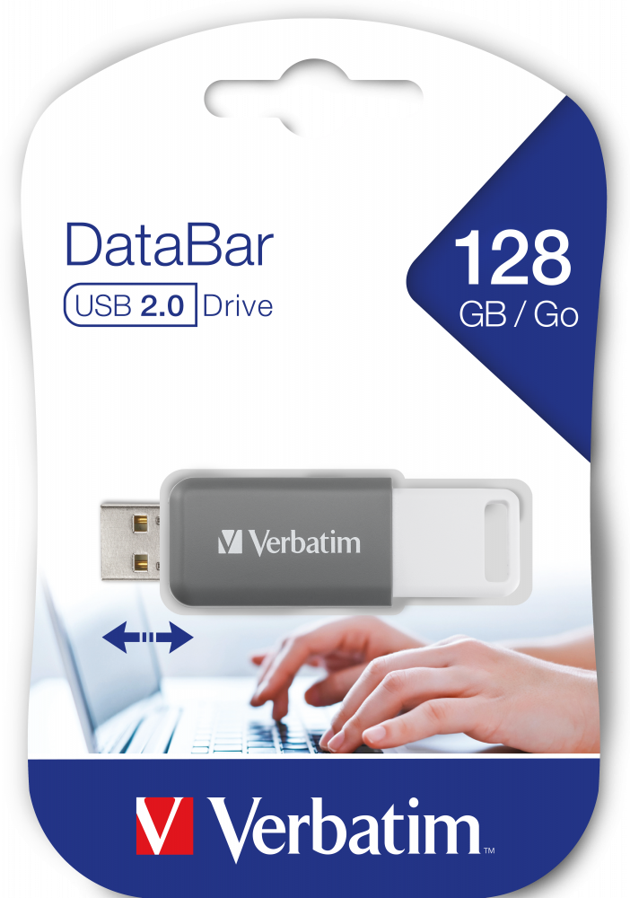 VERBATIM USB 128GB V DATABAR 2.0 GREY