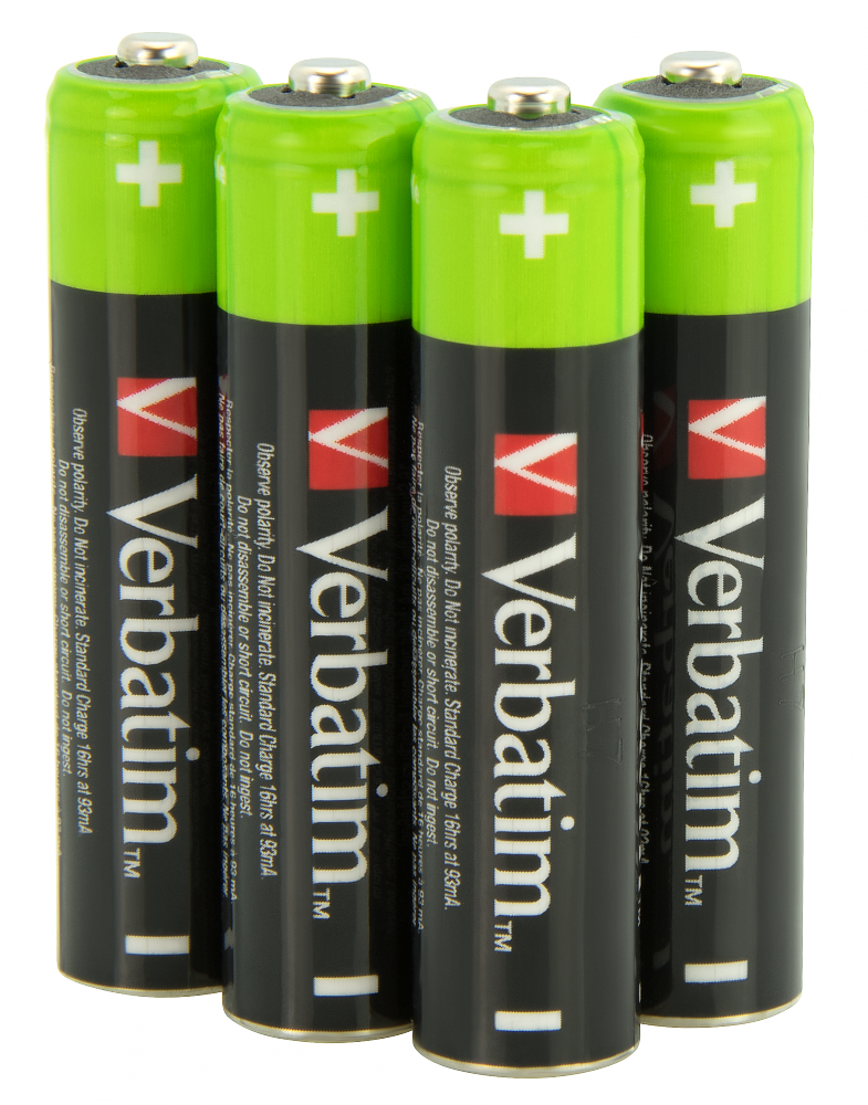 Verbatim Premium Alkaline Rechargeable Batteries HR03 AAA (4 PACK)