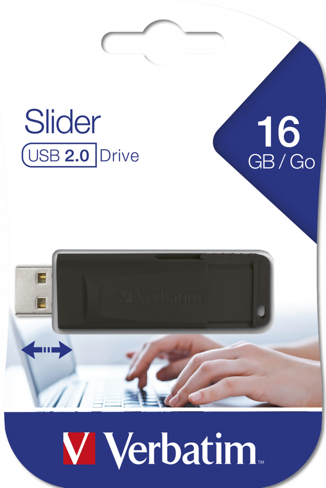VERBATIM USB 16GB  BLACK SLIDER