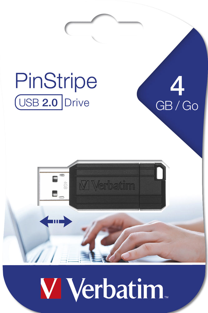 USB 4GB  BLACK PINSTRIPE VERBATIM