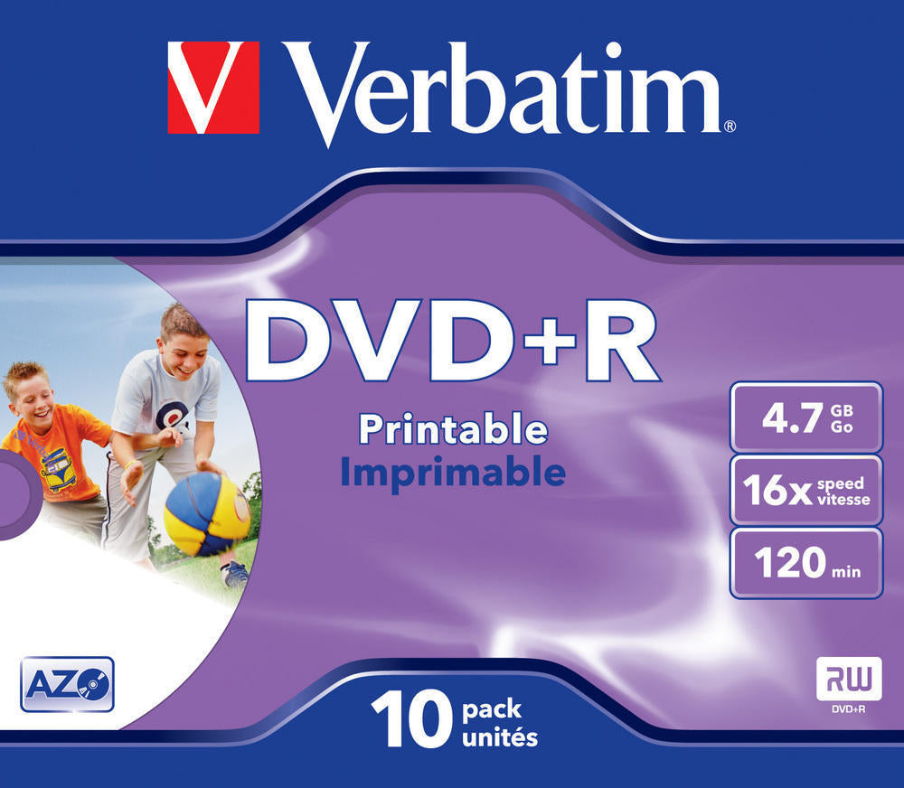 VERBATIM DVD+R 16X-JC-10PK-PRINTABLE