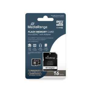 MediaRange Micro SDHC Card 16GB Class 10 with SD adaptor
